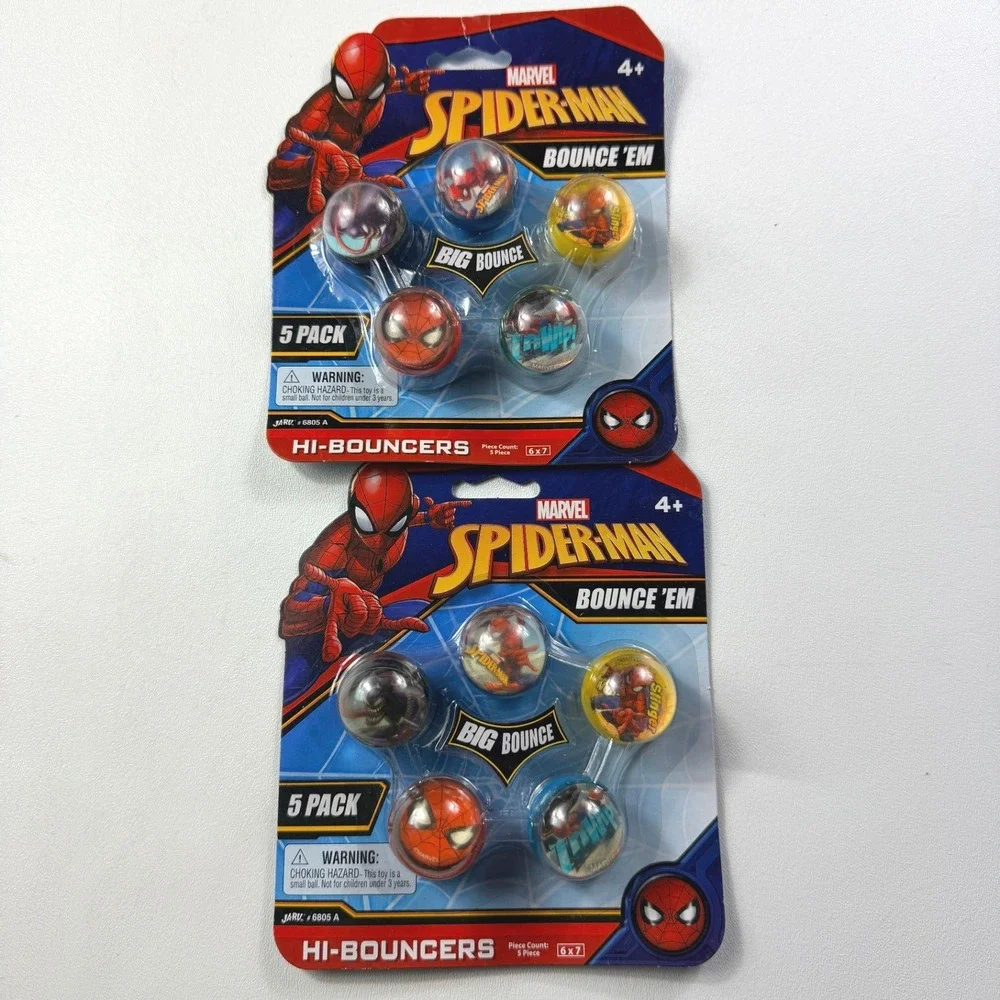 LOT 2 Marvel Spider-Man Hi-Bouncers Bouncy Balls 5 Pack Ja-Ru 6805 A Venom NEW